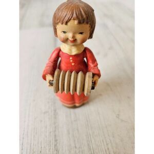 Anri accordion band musical‎ girl Victorian pink statue figurine Italy Italian